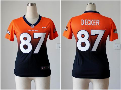 Women nfl Broncos 87 Decker Drift Fashion II orange blue Jersey