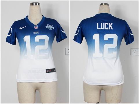 Women nfl Colts 12 Luck Drift Fashion II blue white Jersey