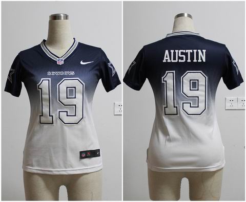 Women nfl Cowboys 19 Austin Drift Fashion II blue white Jersey