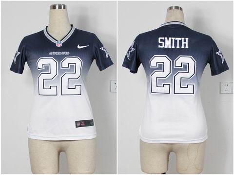 Women nfl Cowboys 22 Smith Drift Fashion II blue white Jersey