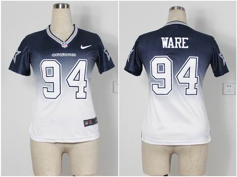 Women nfl Cowboys 94 Ware Drift Fashion II blue white Jersey