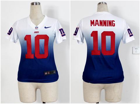 Women nfl Giants 10 Manning Drift Fashion II white blue Jersey