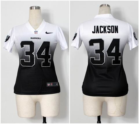 Women nfl Raiders 34 Jackson Drift Fashion II white black Jersey