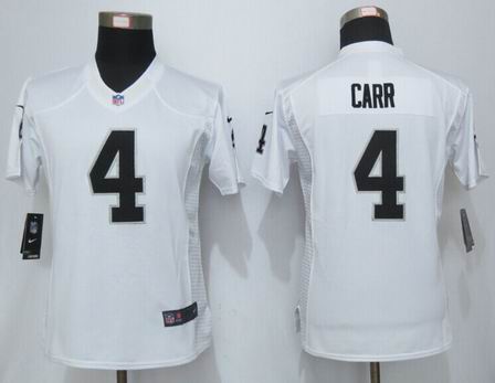 Women nike nfl Oakland Raiders 4 Carr White Limited Jersey