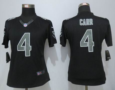 Women nike nfl Raiders 4 Carr Impact Limited Black Jersey