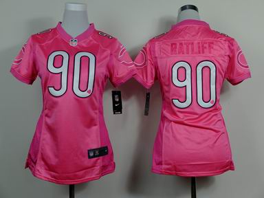 Women nike nfl bears 90 Ratliff pink jersey