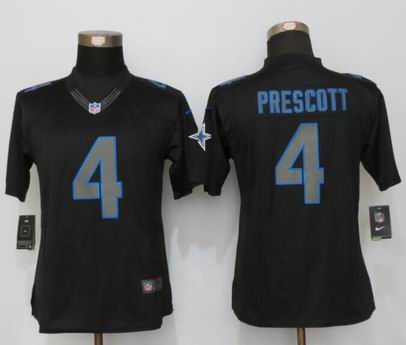 Womens Nike Dallas cowboys #4 Prescott Impact Limited Black Jersey