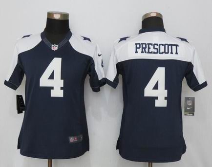 Womens Nike Dallas cowboys #4 Prescott thanksgiving blue Jersey