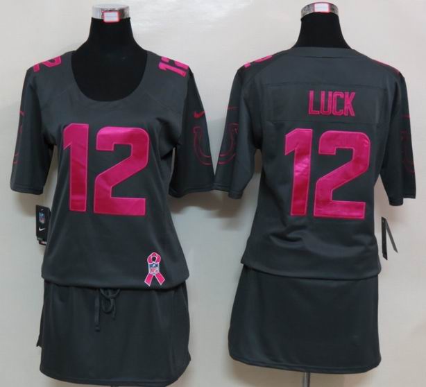 Womens Nike Indianapolis Colts 12 Luck Elite breast Cancer Awareness Dark grey Jersey