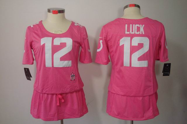 Womens Nike Indianapolis Colts 12 Luck Elite breast Cancer Awareness pink Jersey