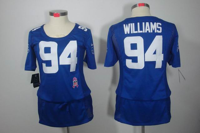 Womens Nike NFL Buffalo Bills 94 Williams breast Cancer blue Elite Jersey