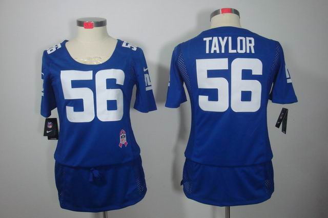 Womens Nike NFL New York Giants 56 Taylor breast Cancer blue Elite Jersey