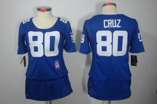 Womens Nike NFL New York Giants 80 Cruz breast Cancer blue Elite Jersey