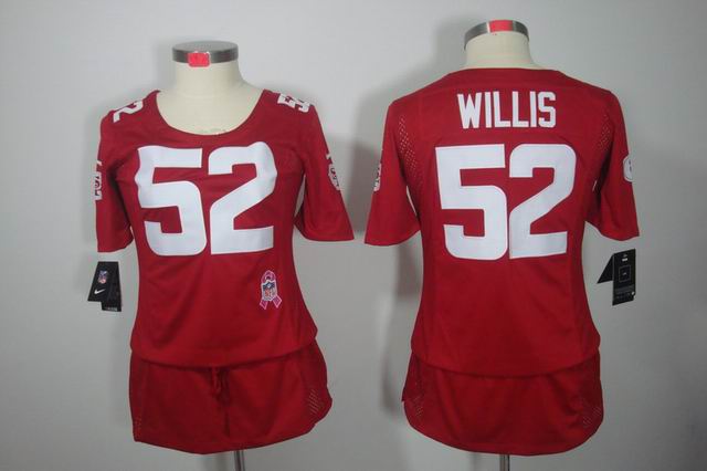 Womens Nike NFL San Francisco 49ers 52 Willis breast Cancer red Elite Jersey