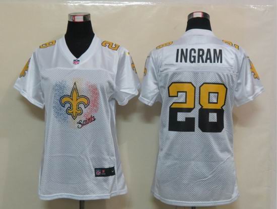 Womens Nike New Orleans Saints 28 Ingram White Elite Jerseys