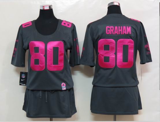 Womens Nike New Orleans Saints 80 Graham Elite breast Cancer Awareness Dark grey Jersey