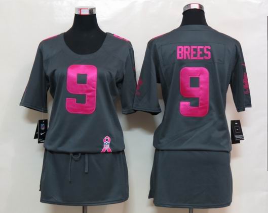 Womens Nike New Orleans Saints 9 Brees Elite breast Cancer Awareness Dark grey Jersey