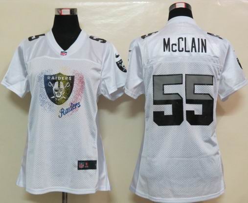 Womens Nike Oakland Raiders 55 McClain White fem fan Elite Jerseys
