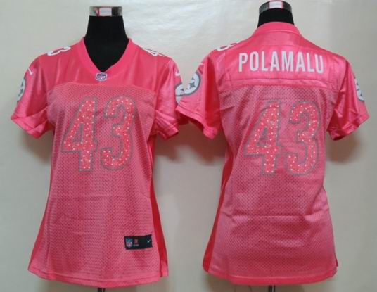 Womens Nike Pittsburgh Steelers 43 Popamalu Pink Elite Jersey