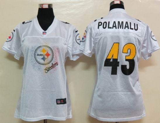 Womens Nike Pittsburgh Steelers 43 Popamalu White fem fan Elite Jerseys