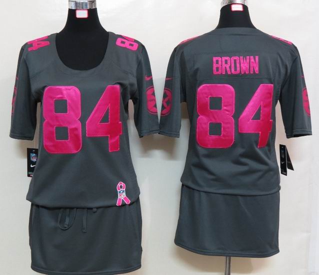 Womens Nike Pittsburgh Steelers 84 Brown Elite breast Cancer Awareness Dark grey Jersey