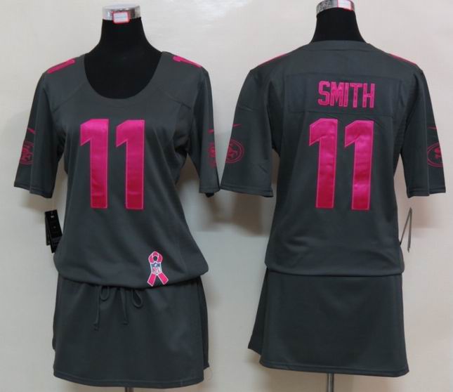 Womens Nike San Francisco 49ers 11 Smith Elite breast Cancer Awareness Dark grey Jersey