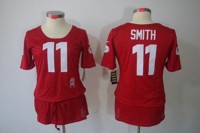 Womens Nike San Francisco 49ers 11 Smith Elite breast Cancer Awareness red Jersey