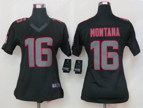 Womens Nike San Francisco 49ers 16 Montana Impact Limited Black Jerseys