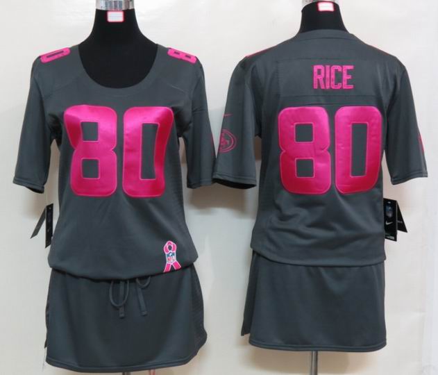 Womens Nike San Francisco 49ers 80 Rice Elite breast Cancer Awareness Dark grey Jersey