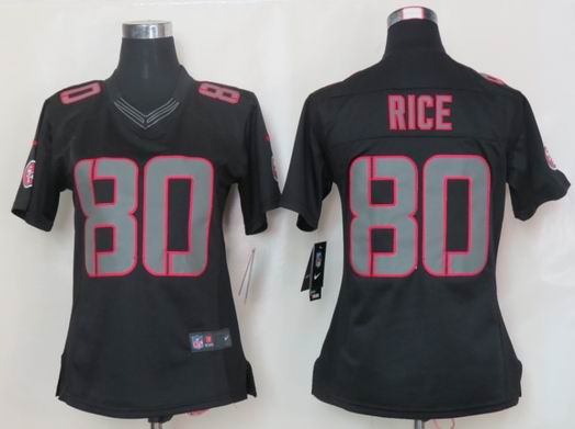 Womens Nike San Francisco 49ers 80 Rice Impact Limited Black Jerseys