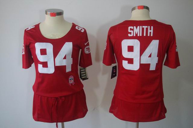 Womens Nike San Francisco 49ers 94 Smith Elite breast Cancer Awareness red Jersey