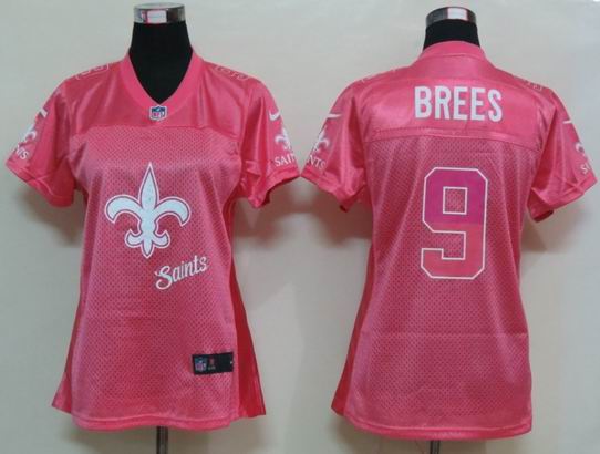 Womens Nike New Orleans Saints 9 Brees Pink Elite Jerseys