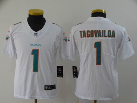 Youth Dolphins #1 TAGOVAILOA white vapor jersey