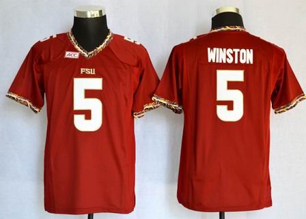 Youth Florida State Seminoles (FSU) Jameis Winston 5 College Football Jerseys -Red