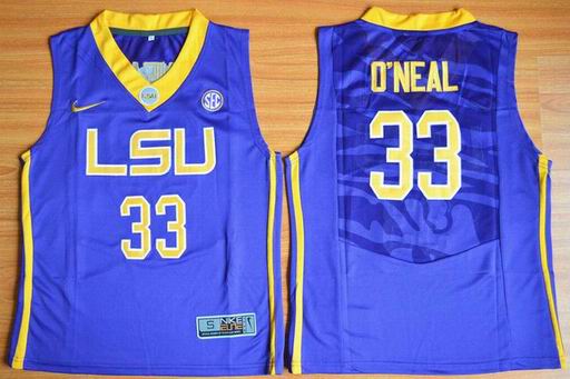 Youth LSU Tigers #33 Shaquille O'Neal NCAA Basketball Elite Jersey Purple