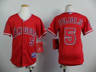 Youth MLB Angels 5 Pujols red jersey