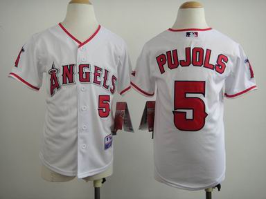 Youth MLB Angels 5 Pujols white jersey