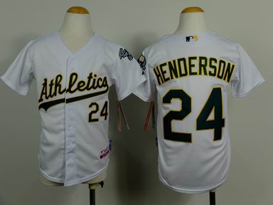 Youth MLB Athletics 24# Henderson white jersey