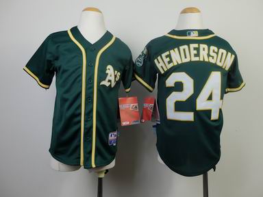 Youth MLB Athletics 24 Henderson green jersey