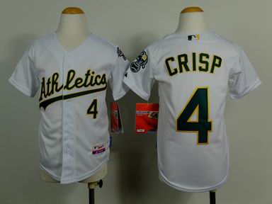 Youth MLB Athletics 4# Crisp white jersey