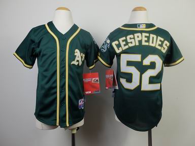 Youth MLB Athletics 52# Cespedes green jersey