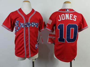 Youth MLB Bravers 10# Jones red jersey