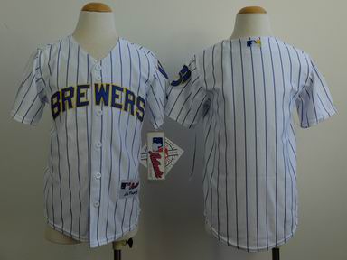 Youth MLB Brewers blank white jersey