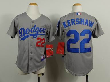 Youth MLB Dodgers 22 Kershaw grey jersey