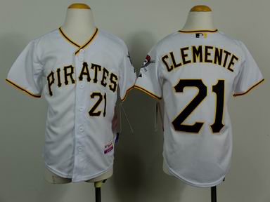 Youth MLB Priates 21 Clemente white jersey