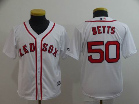 Youth MLB Redsox #50 BETTS white game jersey