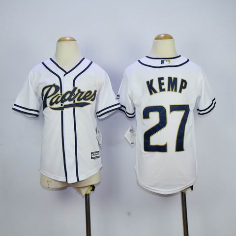 Youth MLB San Diego Padres #27 Kemp white jersey