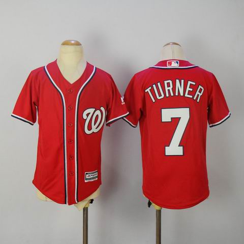 Youth MLB Washington Nationals #7 TURNER red jersey