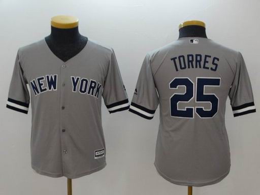 Youth MLB Yankees #25 Torres grey jersey