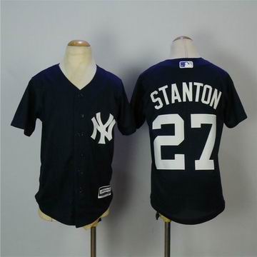 Youth MLB yankees #27 Stanton blue jersey